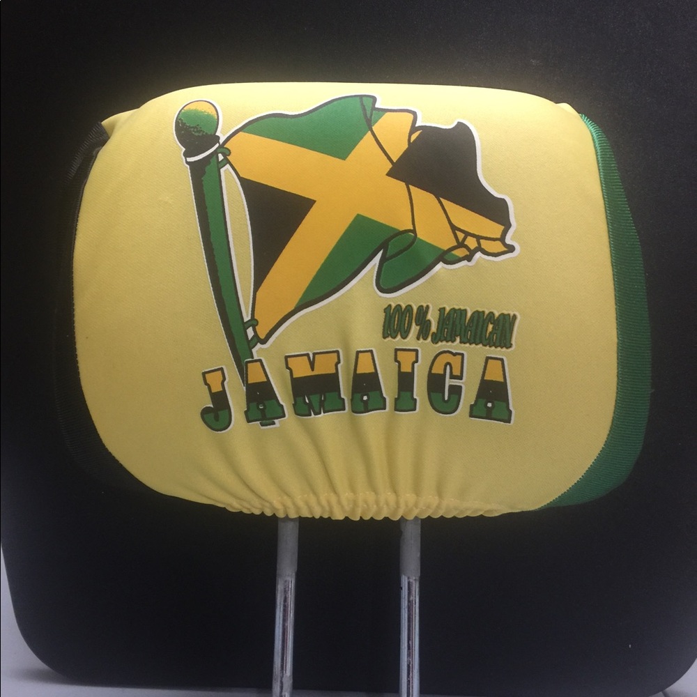 2 Car Seat Head Rest Cover “Jamaica Flag”